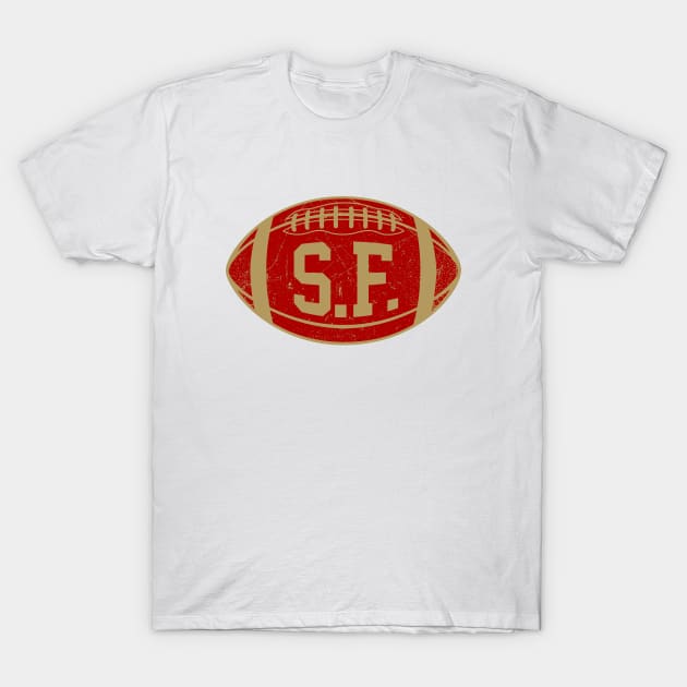 SF Retro Football - White T-Shirt by KFig21